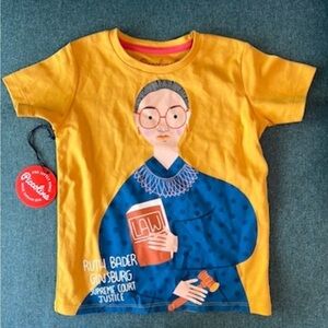 NWT PICCOLINA KIDS RUTH BADER GINSBURG RBG TRAILBLAZER TEEYellow TSHIRT Size 2T